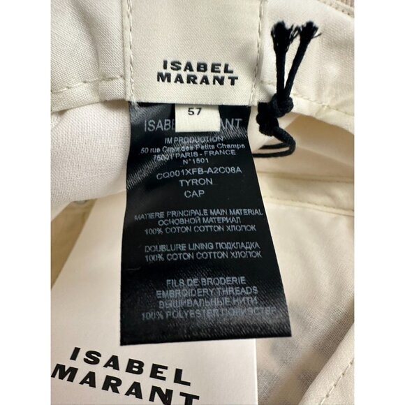 ISABEL MARANT Tyron Logo-Embroidered Cotton-Twill  Baseball Cap In Ecru Black  5 - Picture 8 of 8